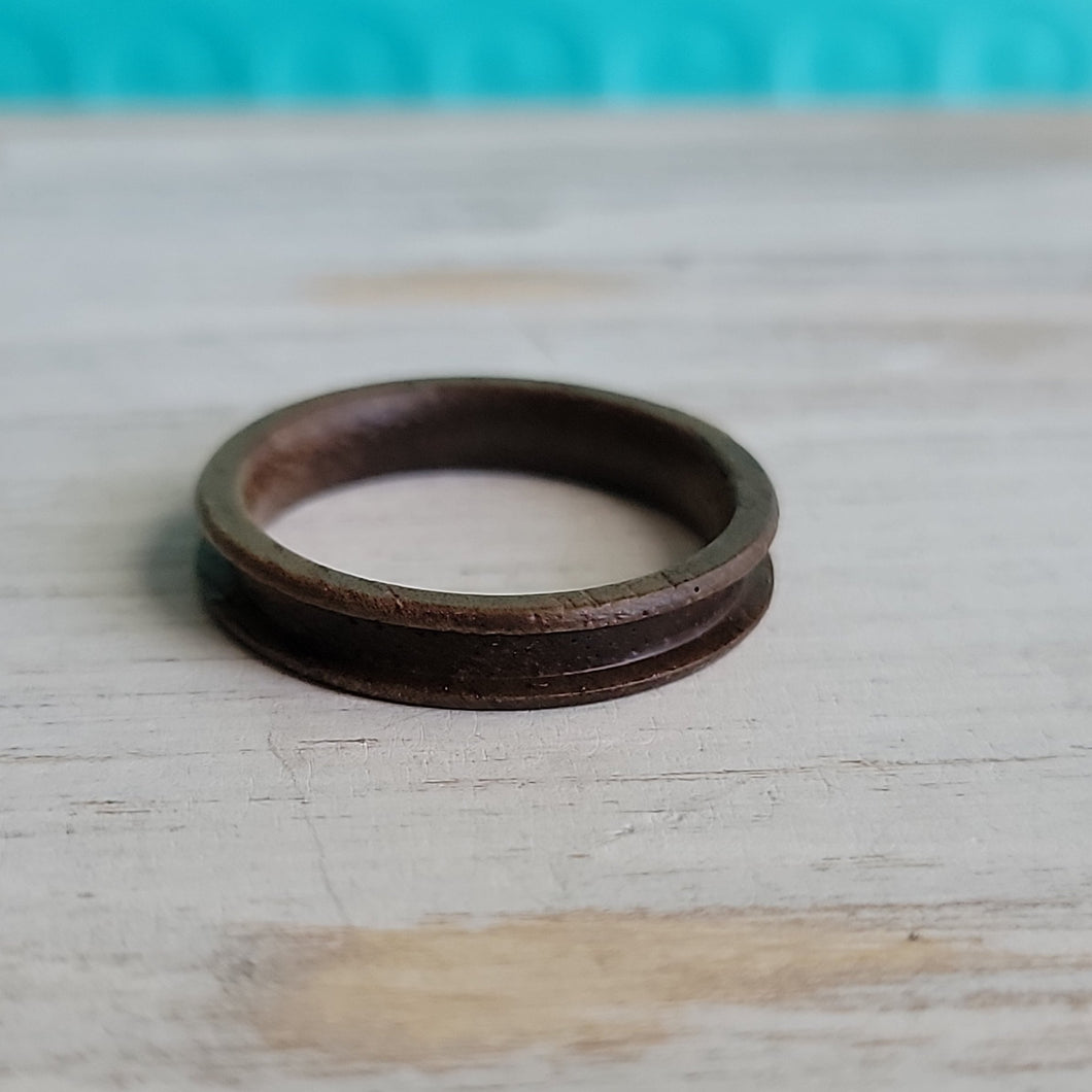 Koa wood channel ring - size 8