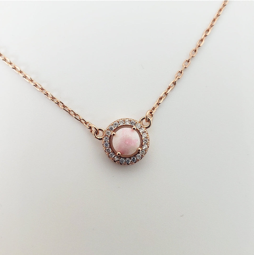 Round Halo Choker necklace - Rose