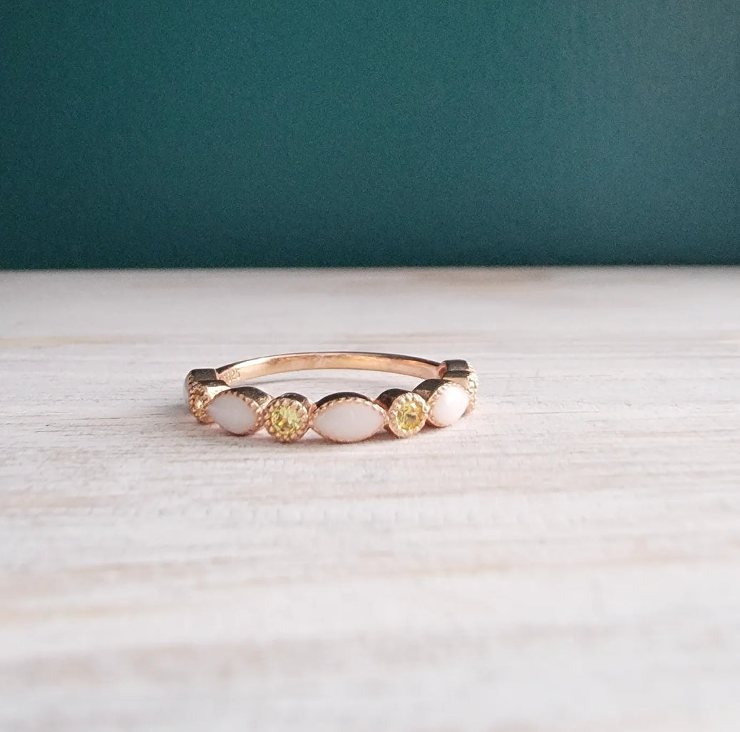 Birthstone Mother's ring - Rose Gold